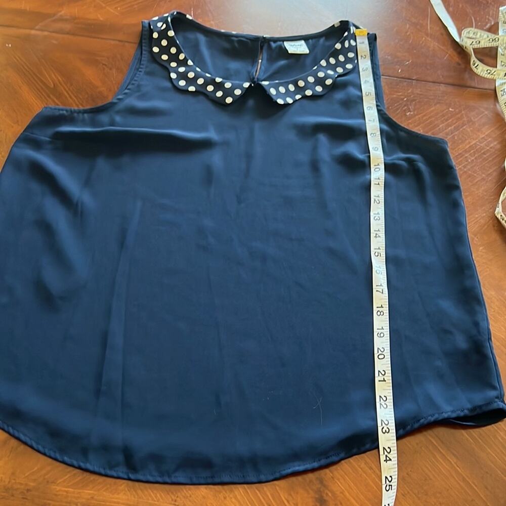 Disney LC Lauren Conrad Navy Blue Blouse with Polka Dot Collar Woman Size Large - Picture 10 of 10